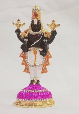 Mahig Enterprises Tirupati Balaji Idol Venkateswara Idol Metal Statue Car Dashboard Mandir Pooja Decorative Showpiece - 9.5 Cm(Metal Multicolor)