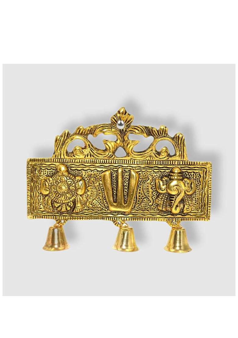 Zenco Tirupati Balaji Shankh Chakra Tilak With Hanuman Ji Namah For Door Car Home Decorative Showpiece - 16 Cm(Metal Gold) - Indya