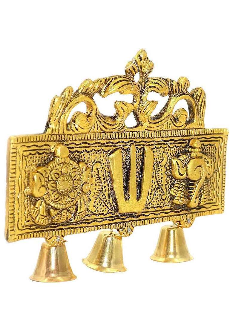 Zenco Tirupati Balaji Shankh Chakra Tilak With Hanuman Ji Namah For Door Car Home Decorative Showpiece - 16 Cm(Metal Gold) - Indya