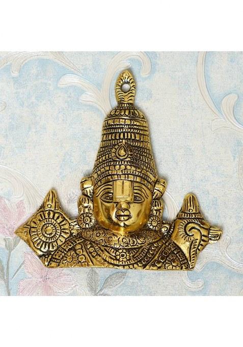 Koolwal Craft Metal Tirupati Balaji Sri Venkateswara Idol For Home Temple Gift Item Decorative Showpiece - 16 Cm(Metal Gold)