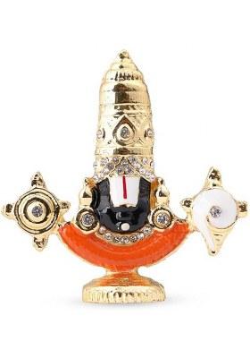 Bhimonee Decor Bhimonee DecorGold-Plated Tirupati Balaji Stone IdolVenkateswara Bhagwan Decorative Showpiece - 6.5 Cm(Brass Gold)