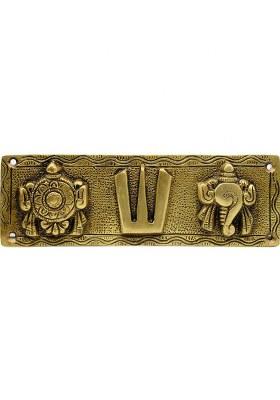 Dalvkot Tirupati Balaji Shanku Chakra Namam Showpiece For Wall Hanging Main Door Decorative Showpiece - 6 Cm(Brass Gold)