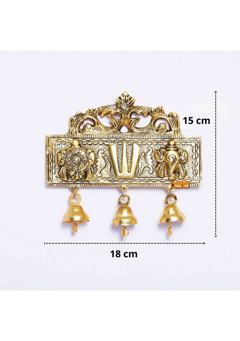 Koolwal Craft Tirupati Door Hanging Shankh Chakra Namha Room Decorative Decorative Showpiece - 15 Cm(Metal Aluminium Gold) - Indya
