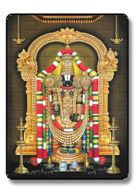 Lord Teerupati Balaji Sparkle Coated Digital Reprint 13.25 Inch X 9.25 Inch Painting Paper Print(13.25 Inch X 9.25 Inch)