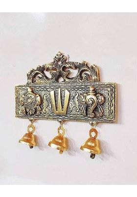 Indecor Tirupati Door Hanging Shankh Chakra With Latakan Decorative Showpiece - 15 Cm(Aluminium Gold)