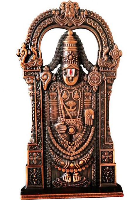 M Men Style Lord Venkateswara Tirupati Balaji Car Dash Board Decorative Showpiece - 10 Cm(Metal Copper)