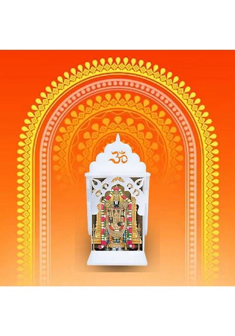 Niya Krafts Tirupati Balaji Temple For Car Dashboard Decorative Showpiece - 11 Cm(Plastic White)