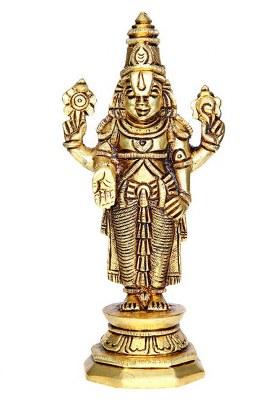 Aalayam Selveer Lord Venkateswara Idol Brass Tirupati Balaji Idol Brass Perumal Statue Brass Decorative Showpiece - 14.5 Cm(Brass Gold)