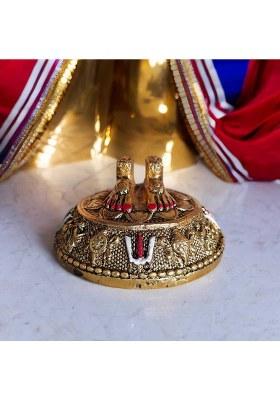 Sp Handicrafts Sp Handicrafts Tirupati Balaji Vishnu Charan Pduka Decorative Showpiece - 7 Cm(Aluminium Metal Multicolor)