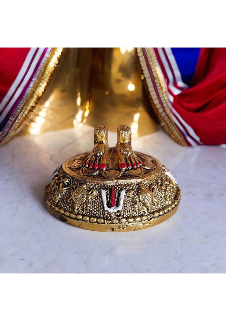 Sp Handicrafts Sp Handicrafts Tirupati Balaji Vishnu Charan Pduka Decorative Showpiece - 7 Cm(Aluminium Metal Multicolor) - Indya