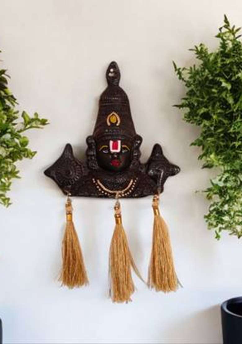 Sp Handicrafts Sp Handicrafts Lord Tirupati Balaji Lord Decorative Showpiece - 15 Cm(Aluminium Metal Black) - Indya