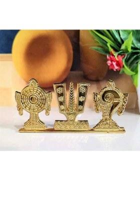 Oyssta Tirupati Balaji Shankh Chakra Namah Car DashboardOfficeReligious Idol Decorative Showpiece - 5 Cm(Metal Gold)