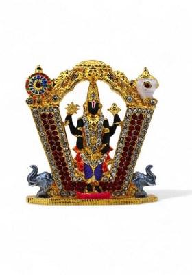 Stylewell Venketeshwar/Tirupati Balaji Darbar With Shankh And Chakra Car Dashboard Idol Decorative Showpiece - 15 Cm(Metal Multicolor)