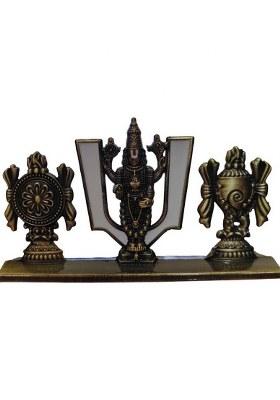 Adrista Tirupati Balaji Idol With Shankh Chakra Namam For Car Dashboard&Pooja Room Decorative Showpiece - 5.5 Cm(Metal Brown)