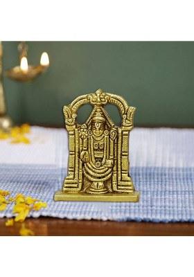 Spilbox Brass Vdm Perumal StatueTirupati Balaji Pital StatueHome&Office Decor Decorative Showpiece - 6.5 Cm(Brass Gold)