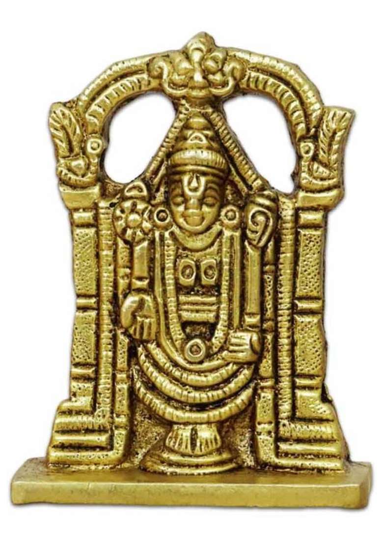 Spilbox Brass Vdm Perumal StatueTirupati Balaji Pital StatueHome&Office Decor Decorative Showpiece - 6.5 Cm(Brass Gold) - Indya
