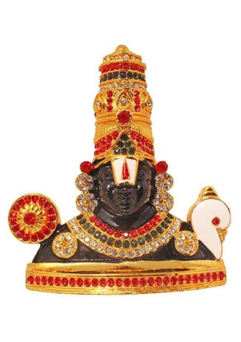 Pk Craft Brass 24 K Gold Plated With Stones Decorative Showpiece - 10 Cm(Brass Multicolor) - Indya
