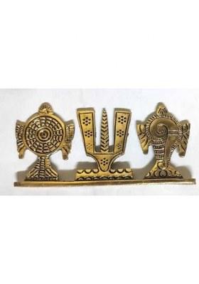 Neetu Tirupati Balaji Shankh Chakra Namah Car DashboardOfficeReligious Idol Decorative Showpiece - 3.8 Cm(Brass Gold)