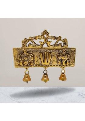 Etanco Tirupati Tilak Balaji Latkan Wall Hanging Shankh Chakra Namah Decorative Showpiece - 16 Cm(Metal Gold)