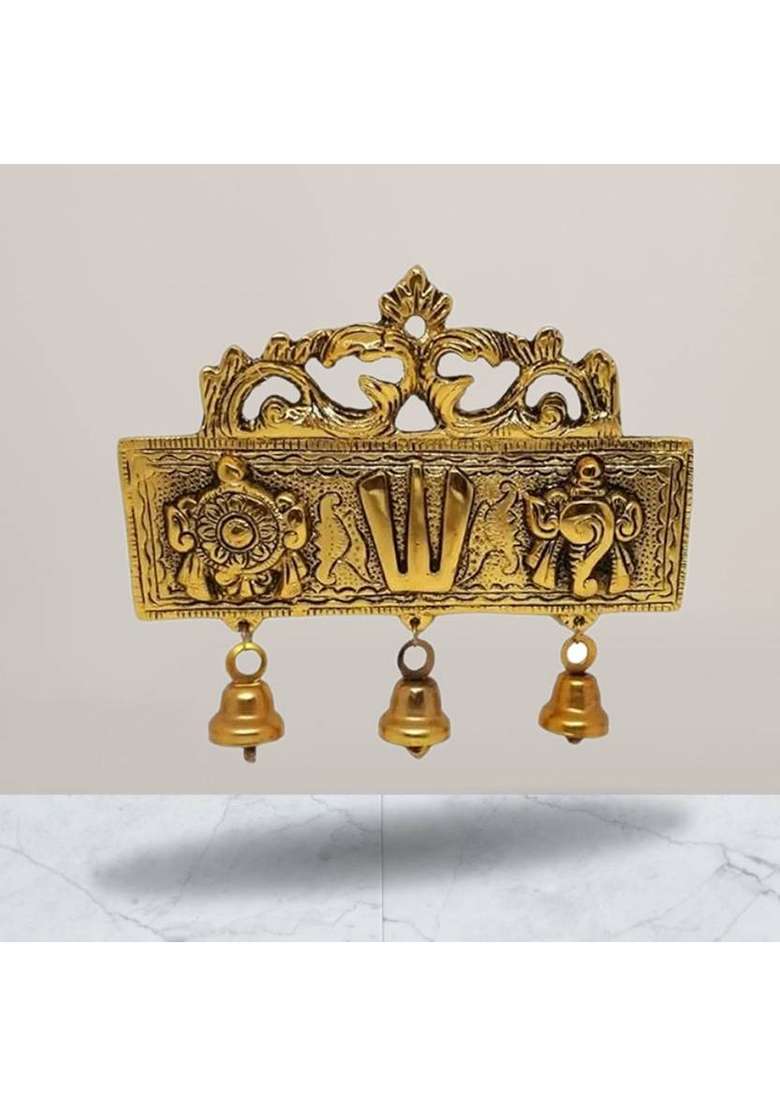 Etanco Tirupati Tilak Balaji Latkan Wall Hanging Shankh Chakra Namah Decorative Showpiece - 16 Cm(Metal Gold) - Indya