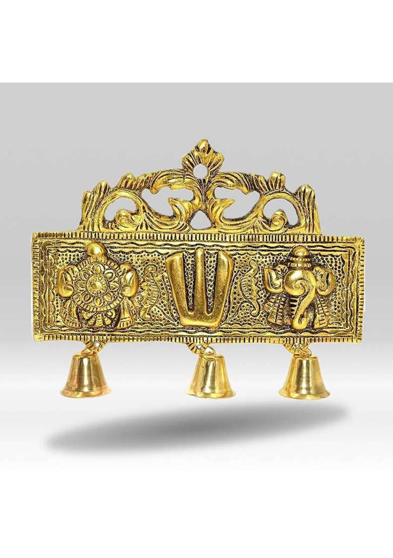 Etanco Tirupati Tilak Balaji Latkan Wall Hanging Shankh Chakra Namah Decorative Showpiece - 16 Cm(Metal Gold) - Indya