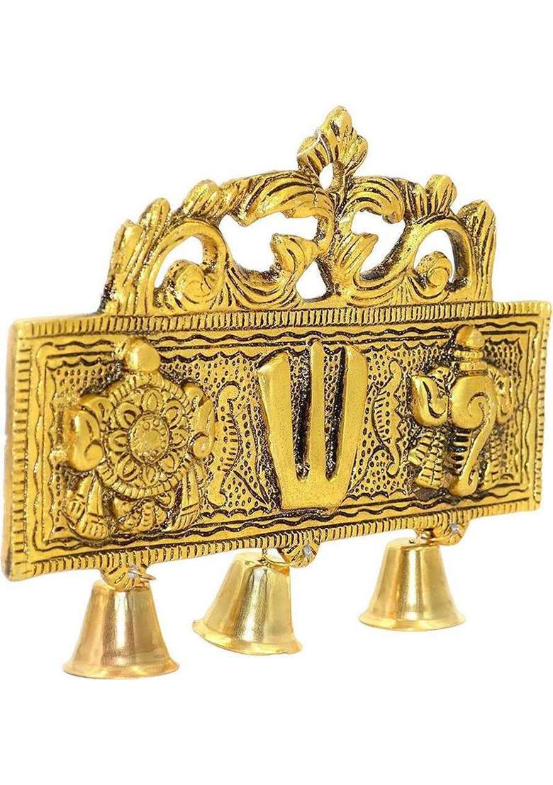 Etanco Tirupati Tilak Balaji Latkan Wall Hanging Shankh Chakra Namah Decorative Showpiece - 16 Cm(Metal Gold) - Indya