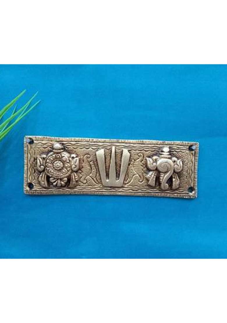 Rci Handicrafts Tirupati Door Hanging Shankh Chakra Namah Latkan Vishnu Shank Chakra Rci06 Decorative Showpiece - 8 Cm(Brass Metal Silver) - Indya