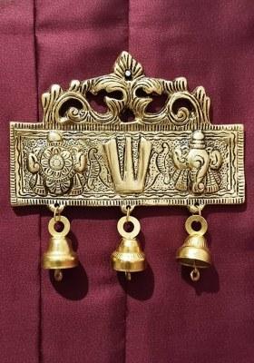 Battlepoint Tirupati Balaji Door Hanging Shankh Chakra Namah Latkan For HomeGift Idol Decorative Showpiece - 15 Cm(Metal Gold)