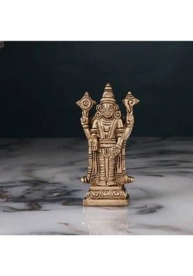 Shoppingrox Tirupati Balaji God Idol Brass Yellow Colour - 10 Cm Decorative Showpiece - 10 Cm(Brass Yellow)