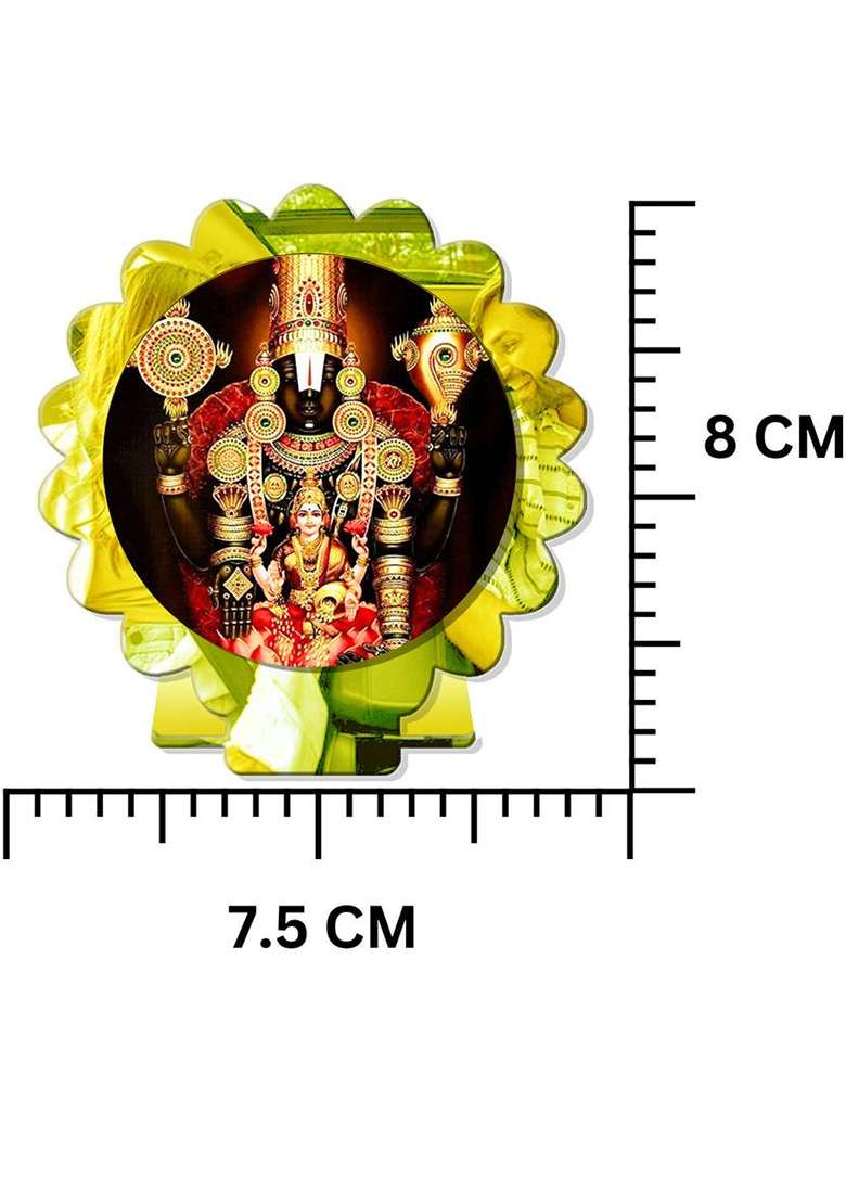 Giftsrange Tirupati Balaji Perumal Gold Car Dashboard Idol & Red Car Hanging (Set Of 2) Decorative Showpiece - 20 Cm(Plastic Multicolor Gold) - Indya