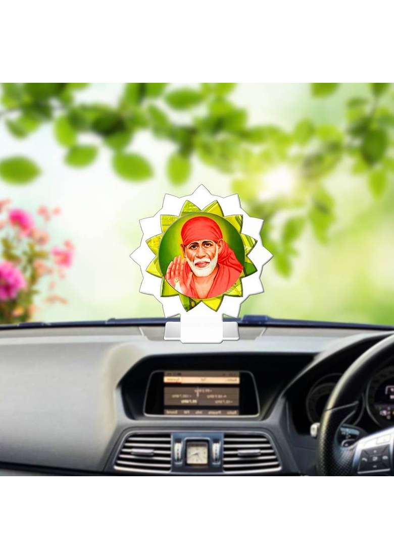 Giftsrange Sai Baba Shirdi Sai Baba Sai Nath Car Dashboard Idol Premium Decorative Showpiece - 11 Cm(Plastic Multicolor) - Indya