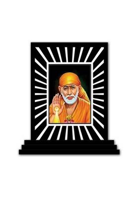 Vprint Sai Baba Ji Car Dashboard Idols Figurine Showpiece Decorative Showpiece - 12 Cm(Wood Black)