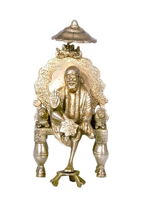 Jy Sai Baba Brass God Idol Yellow Colour Decorative Showpiece - 21 Cm(Brass Silver)