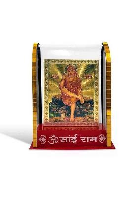 Utkarsh Gold Plated Sai Baba Cabinet Multicolor Murti Showpiece For Home/Office Decorative Showpiece - 7.5 Cm(Plastic Multicolor)