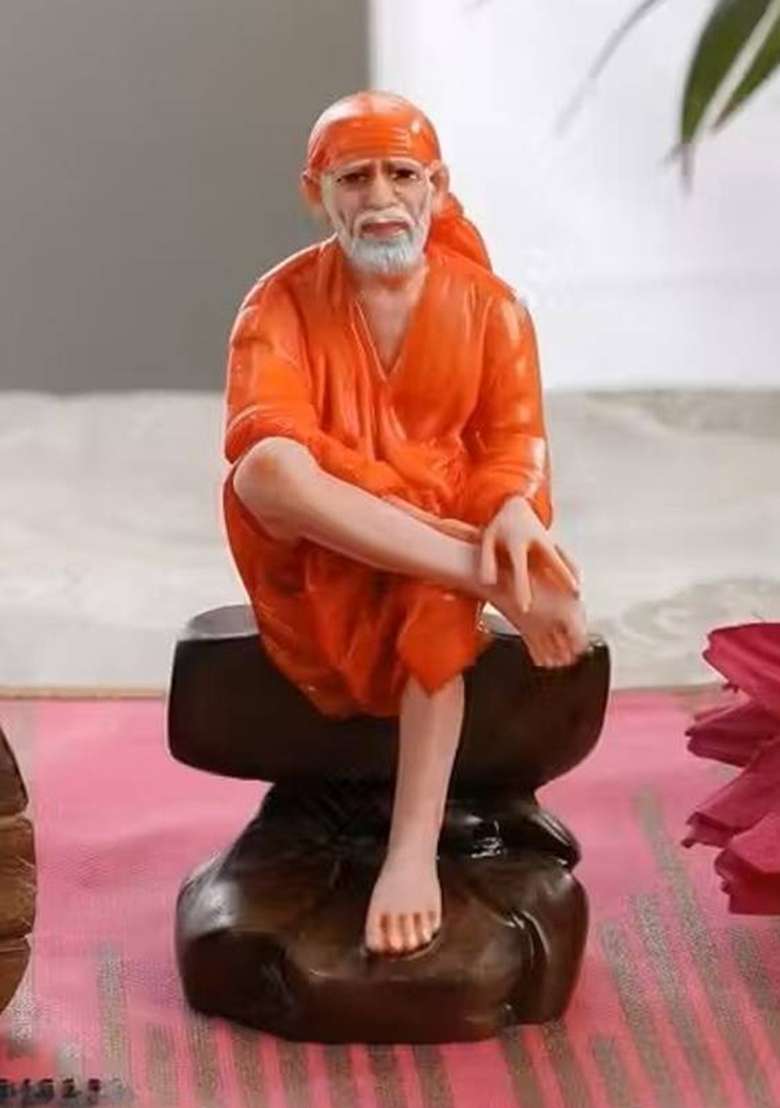 Shree Krishana Traders Combo Pack Of 2 Sai Baba Idol Statue Decorative Showpiece - 10 Cm(Resin Yellow) - Indya