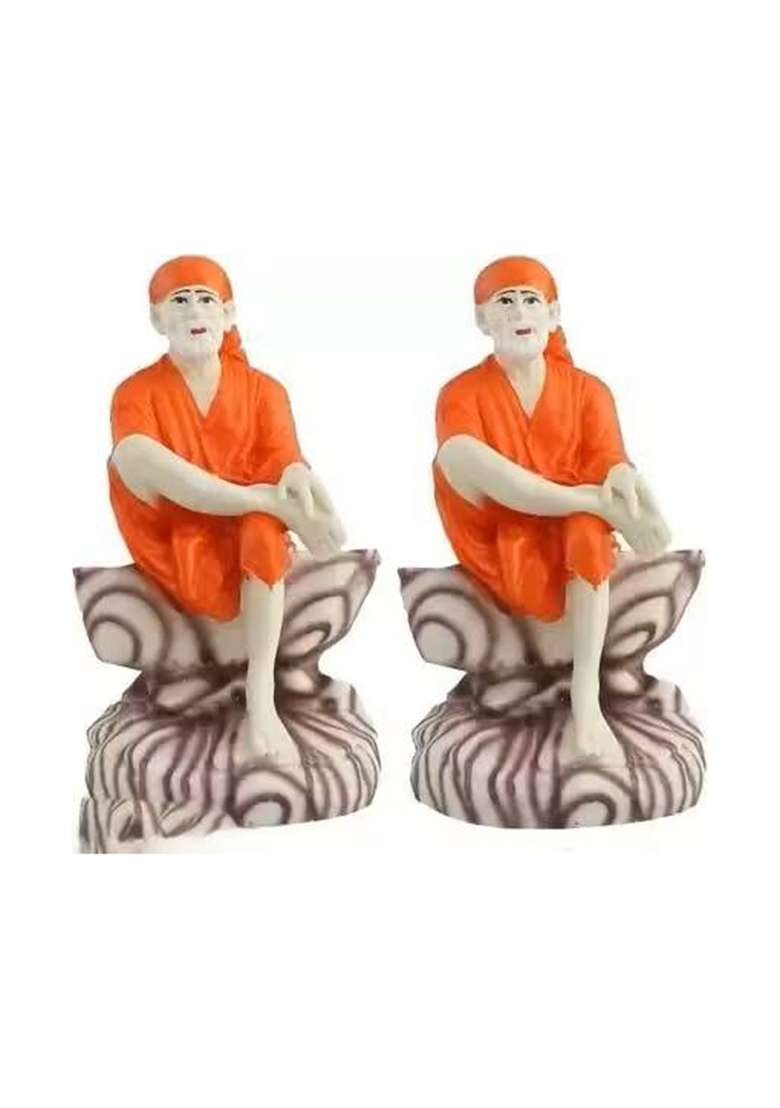 Shree Krishana Traders Combo Pack Of 2 Sai Baba Idol Statue Decorative Showpiece - 10 Cm(Resin Yellow) - Indya