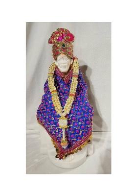 Hemant Art Sai Baba Marble StatueIdolMurti Sai Baba VastraMalaPagadi-12 In Decorative Showpiece - 0.3 Cm(Marble White)