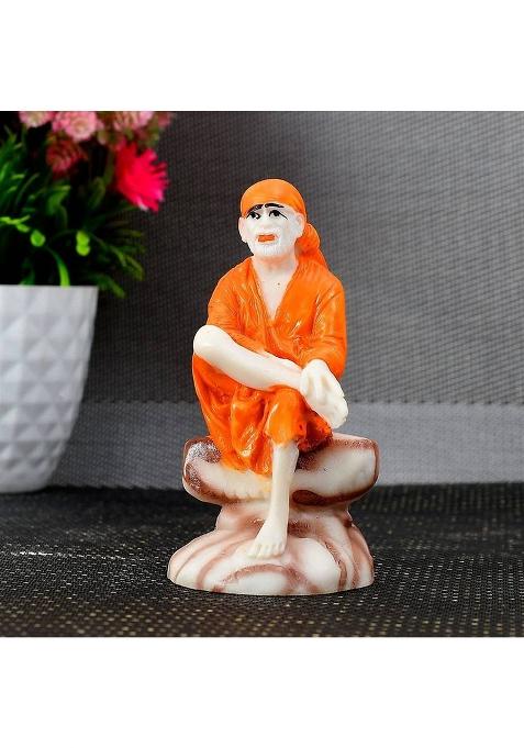 SutharS Shiridi Sai Baba Idols For Temple Pooja Room/Gift Decorative Showpiece - 8 Cm(Resin Orange)