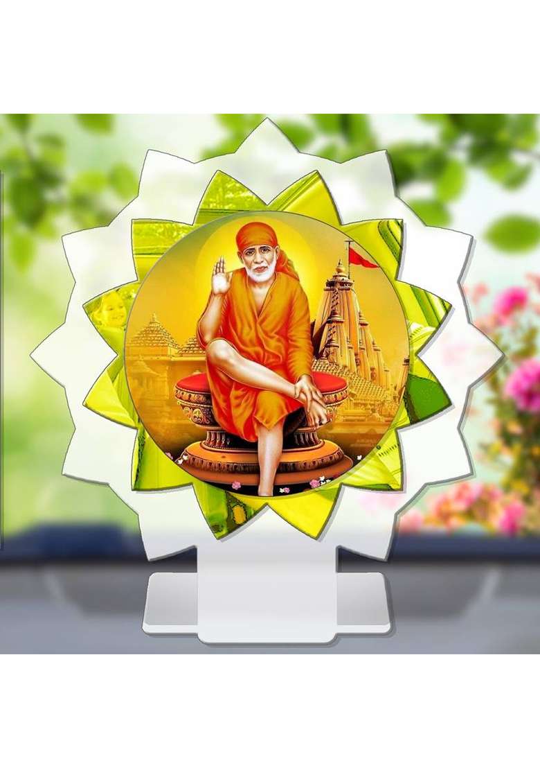 Giftsrange Sai Baba Shirdi Sai Baba Sai Nath Car Dashboard Idol Premium Decorative Showpiece - 11 Cm(Plastic Multicolor) - Indya