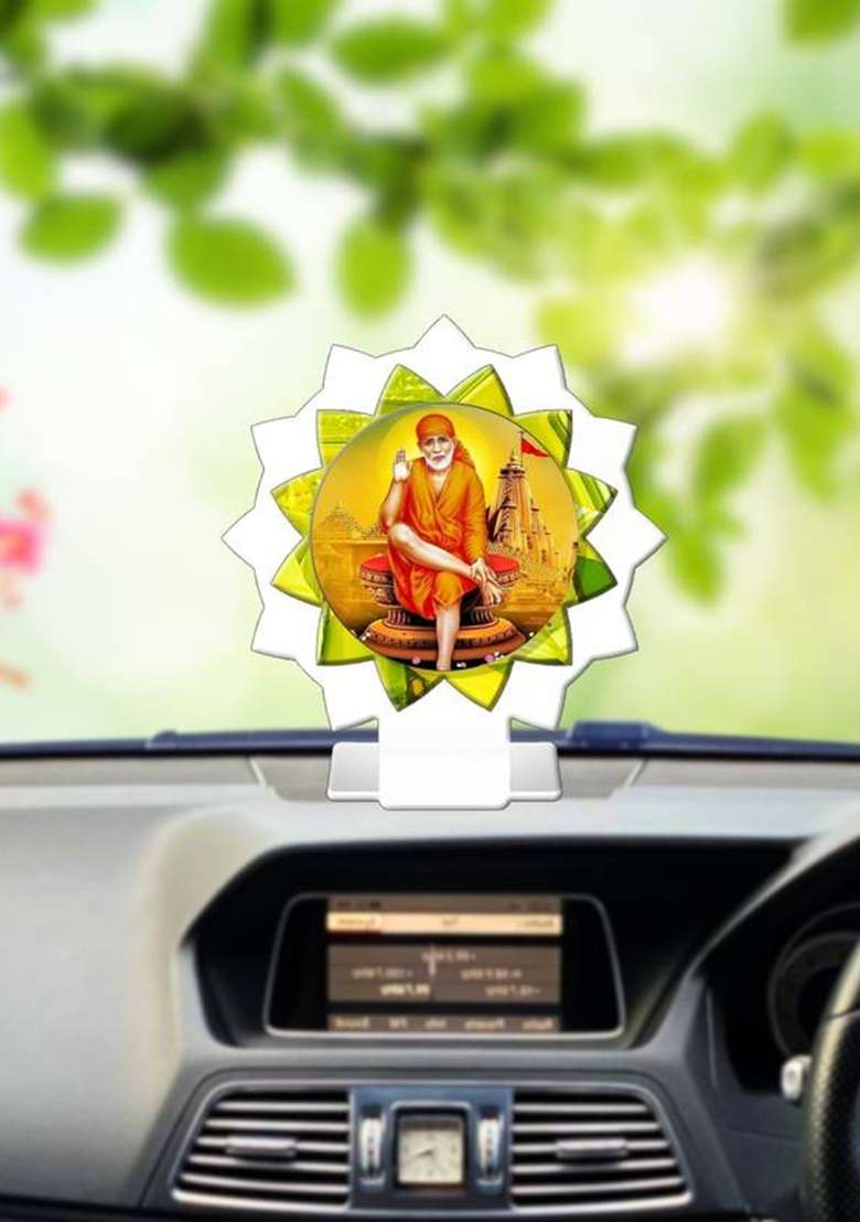 Giftsrange Sai Baba Shirdi Sai Baba Sai Nath Car Dashboard Idol Premium Decorative Showpiece - 11 Cm(Plastic Multicolor) - Indya