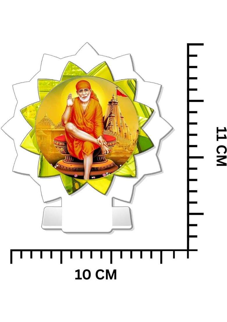 Giftsrange Sai Baba Shirdi Sai Baba Sai Nath Car Dashboard Idol Premium Decorative Showpiece - 11 Cm(Plastic Multicolor) - Indya