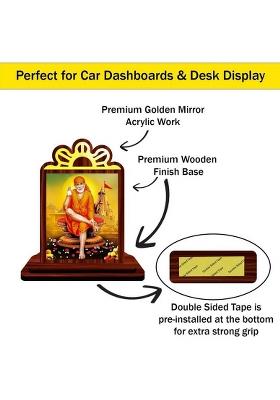 Giftsrange Sai Baba Shirdi Sai Baba Car Dashboard Idol Decorative Showpiece - 9.5 Cm(Wood Multicolor)