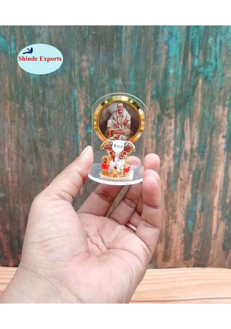Shinde Exports Shirdi Saibaba Idol Statue For Car Dashboard And Gift Home Decor Decorative Showpiece - 6.5 Cm(Plastic Multicolor) - Indya