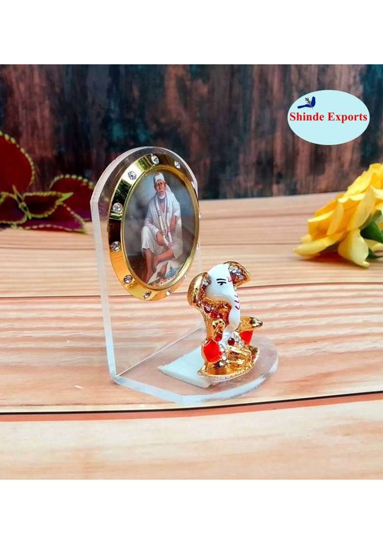 Shinde Exports Shirdi Saibaba Idol Statue For Car Dashboard And Gift Home Decor Decorative Showpiece - 6.5 Cm(Plastic Multicolor) - Indya
