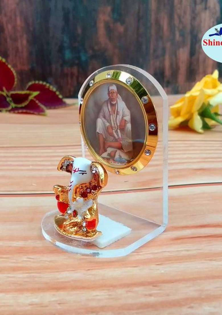 Shinde Exports Shirdi Saibaba Idol Statue For Car Dashboard And Gift Home Decor Decorative Showpiece - 6.5 Cm(Plastic Multicolor) - Indya