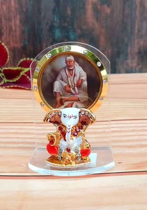 Shinde Exports Shirdi Saibaba Idol Statue For Car Dashboard And Gift Home Decor Decorative Showpiece - 6.5 Cm(Plastic Multicolor)