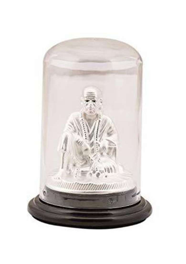 Silverspot Jewel 999 Pure Silver Sai Baba/Sai Nath Idol For Ospicious Occassions Decorative Showpiece - 12 Cm(Silver White) - Indya