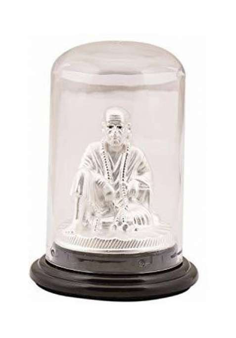 Silverspot Jewel 999 Pure Silver Sai Baba/Sai Nath Idol For Ospicious Occassions Decorative Showpiece - 12 Cm(Silver White)