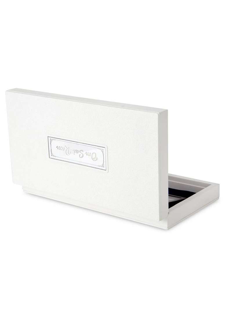 International Gift Silver Plated Sai Baba Idol Frame Charan Paduka Box For Return Gift Decorative Showpiece - 4 Cm(Gold Plated Silver) - Indya