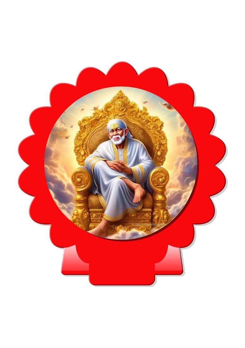 Sanbia Sai Baba Shirdi Sai Baba Car Dashboard Idol Decorative Showpiece - 9 Cm(Plastic Multicolor Red) - Indya